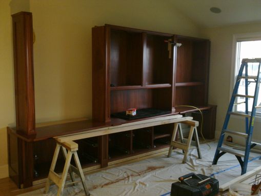 Custom Made Traditional Mahogany Wall Unit /Home Office Desk