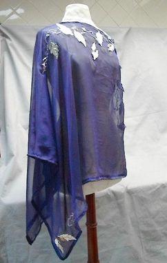 Custom Made Evening Poncho Silver Sequin Embroidered Sheer Amethyst Fashion Apparel Ooak