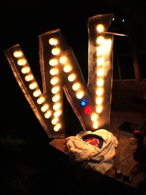 Custom Made Large Huge Vintage Marquee Art Letter Bulb Channel 3ft X 3ft Win Cubs Sox