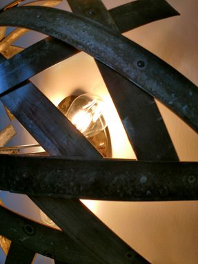 Custom Made Wine Barrel Ring Sconce Or Flush Mount Light - Kansi - Made From Retired Ca Wine Barrel Rings