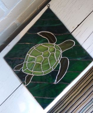 Custom Made Sea Turtle Stained Glass Panel