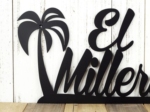 Custom Made Palm Tree Wall Art, Personalized Outdoor Metal Sign, Beach House Signs, Home Name Sign