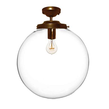 Custom Made 16" Clear Blown Glass Globe Flushmount Light- Bronze