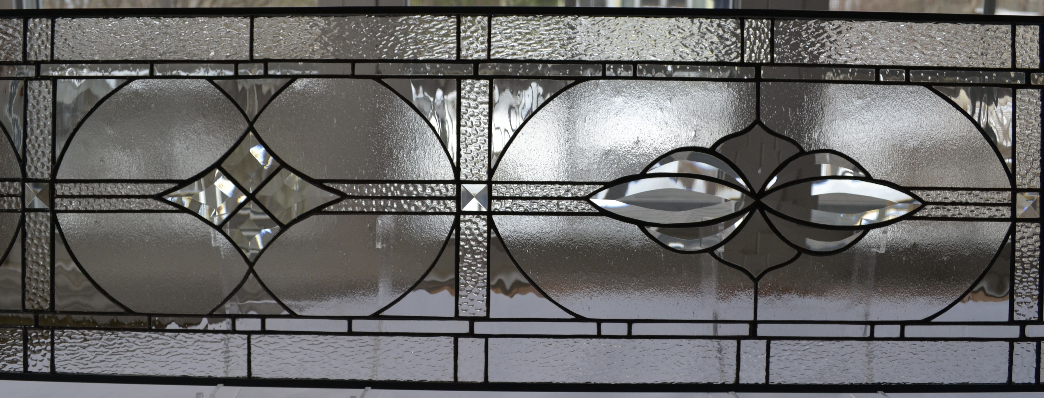 Hand Crafted Custom Stained Glass Transom In Clear Textured Glass And ...