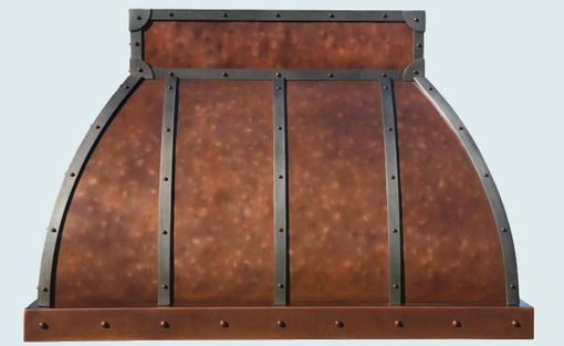 Custom Made Copper Range Hood With Steel Straps & Distressing