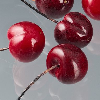 Custom Made Realistic Glass Bing Cherry Sculpture, Life-Sized