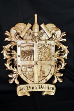 Custom Made Carved Coat Of Arms For Winery Or Restaurant