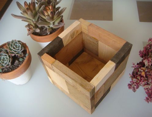 Custom Made Wood Flower Pot "Calico"