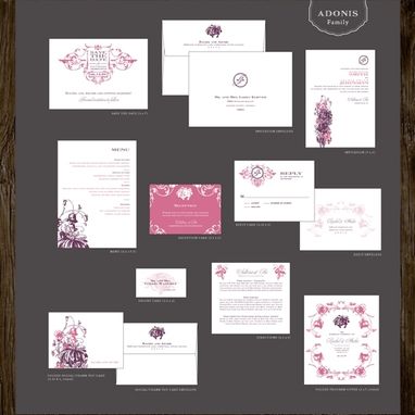 Custom Made Floral Monogram Wedding Invitations