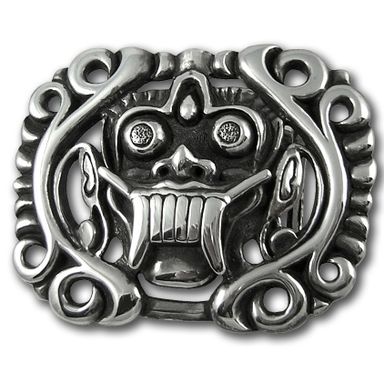 Custom Made Bali Mask Sterling Silver Belt Buckle