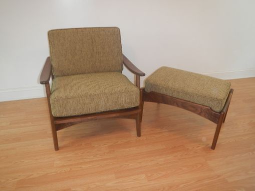 Custom Mid Century Modern Upholstered Lounge Chair And Ottoman by Don