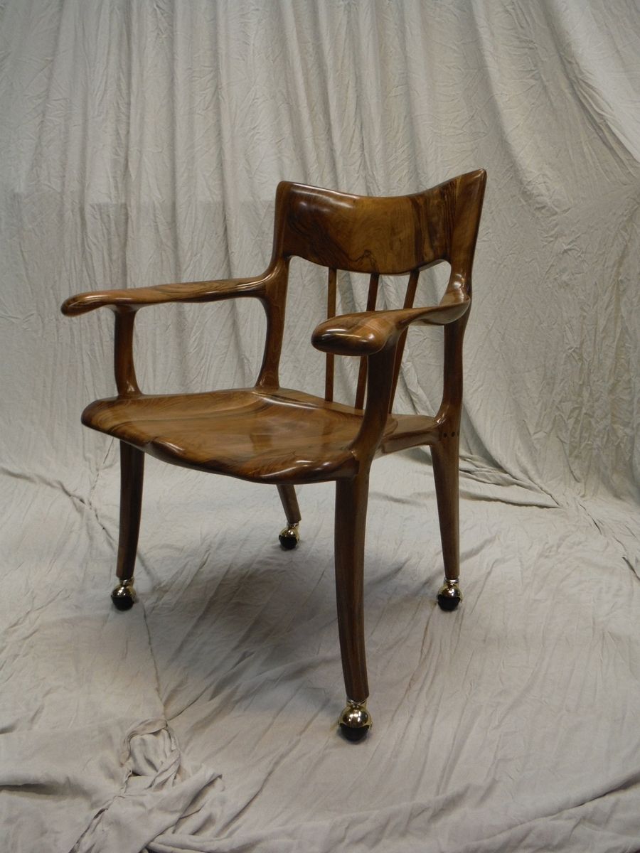 Handmade Lyre Office Chair by Bearkat Wood
