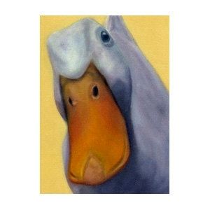 Custom Made Duck Card - Funny Animal Art - Postcard Greeting Card Combination - Pekin Duck