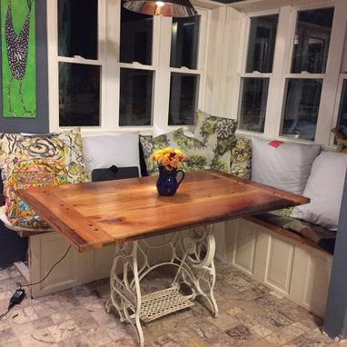 Custom Made Old Growth Yellow Pine Farm Table With Beeswax Finish