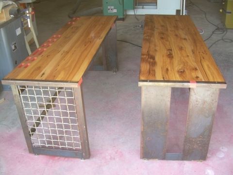 Custom Made Industrial Steel And Reclaimed Wood Tables