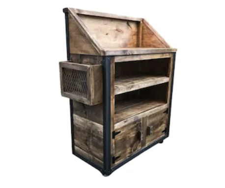 Custom Made Rustic Industrial Barn Board Hostess / Host / Stand / Reception Desk W/ Menu Holder / Reclaimed Wood