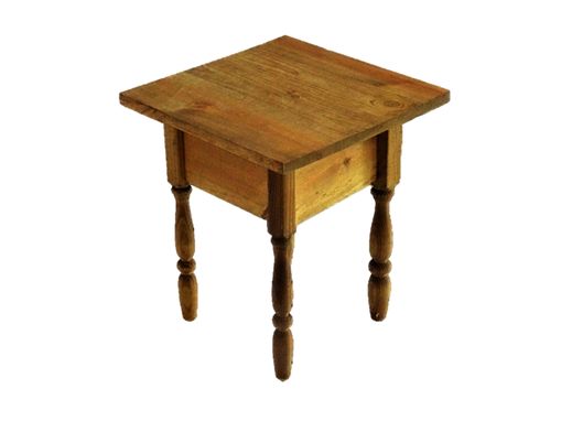 Custom Made Custom Cottage Style End Table With Rectangle Top And Turned Legs