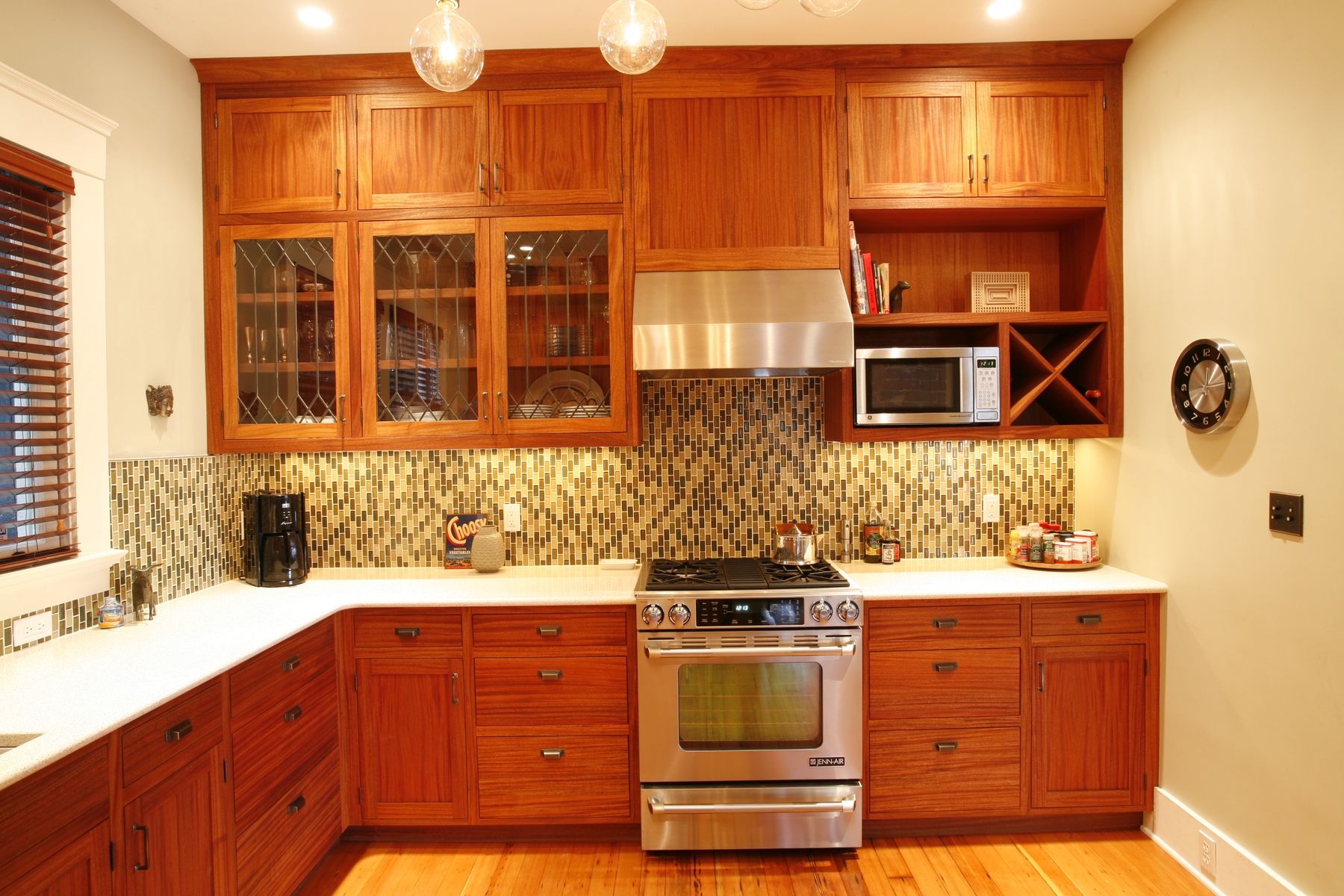 Custom African Mahogany Kitchen by Brooks Woodworks 