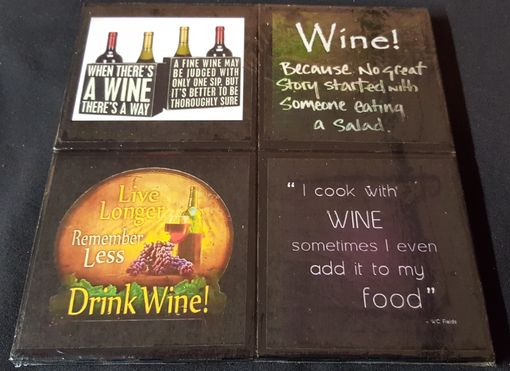 Custom Made Wine Quotes #2 Ceramic Tile Drink Coasters / Set Of 4