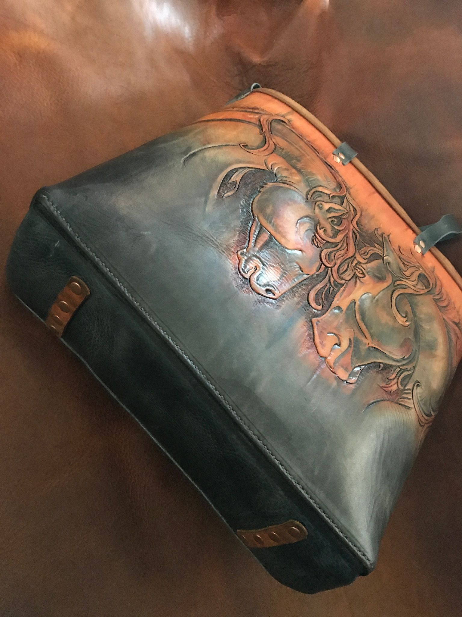 Buy Hand Crafted Leather Friesian Western Horse Tote, made to order