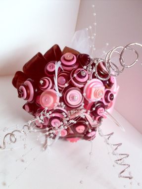 Custom Made Pink And Brown Buttons Bridal Bouquet