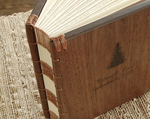 Custom Made Engraved Walnut Wedding Or Vacation Home Guest Book