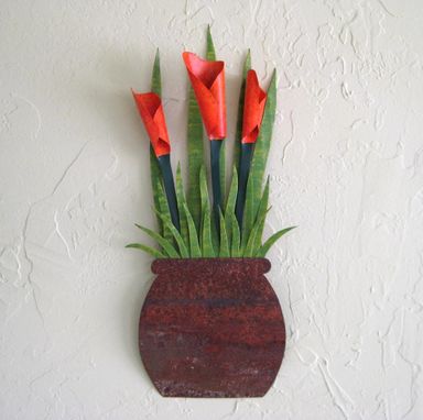 Custom Made Handmade Upcycled Metal Calla Lilies Wall Art Sculpture