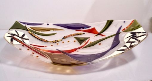 Custom Made Abstract Art Fused Glass Platter