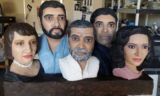 Custom Made Family Portrait Made Out Of Stone And Painted