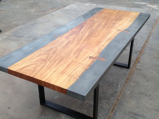 Custom Made Concrete And Exotic Wood Dining/ Conference Table
