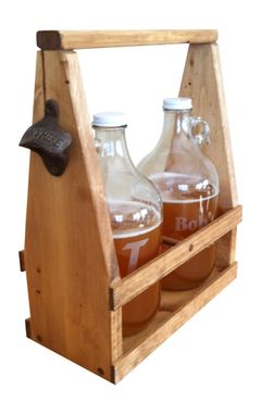 Custom Made Growler Beer Carrier, Handmade, Rustic, Primitive