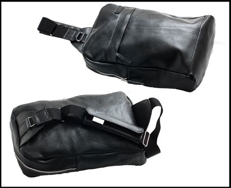 Custom Made Black Leather Sling Bag