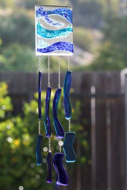 Custom Made Glass Windchime "Blue And Breezy"