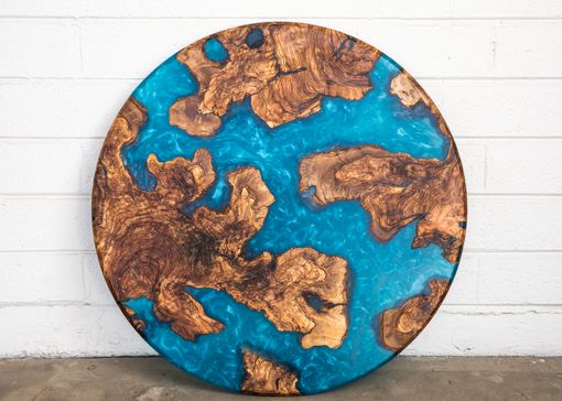 Custom Made 25" Olive Wood "Earth" Resin Art Platter