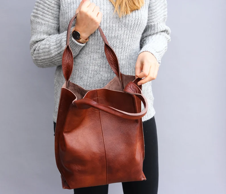 Custom Made Leather Shopper Bag, Leather Tote Bag, Large Handbag, Large Tote Bag, Shoulder Bag