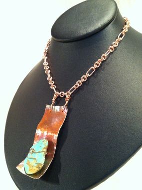 Custom Made Arizona Turquoise And Hammered Copper Necklace
