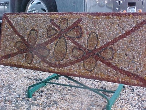 Custom Made River Rock Table, Bench Or Headboard Trimmed With Brick Chips