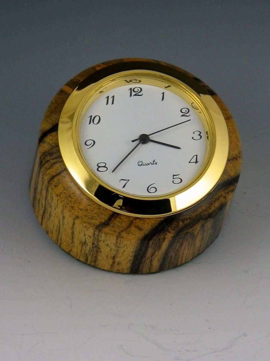Custom Made Desk Clocks, Quartz Movement, Hand Crafted Wood Base by