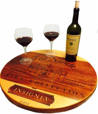 Custom Made Wine Crate Panel Lazy Susan 100% Handcrafted Napa Wines With Bearings.