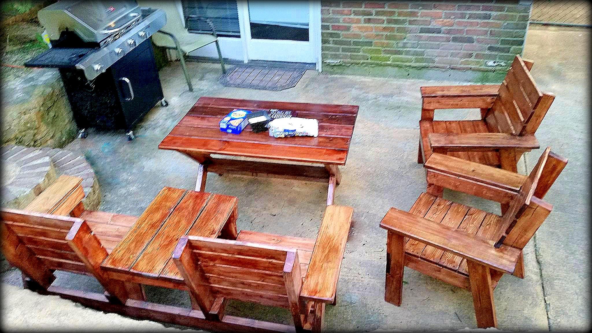 Custom Made 4 Piece Wooden Patio Set by DFCrafting