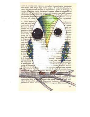 Custom Made Ready To Ship Original Owl Custom Drawing On Old Book Page