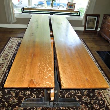 Custom Made Reclaimed Oak And Steel Dining Table.