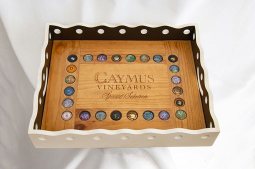 Custom Made Caymus Tray, Cream Color With Scalloped Edge