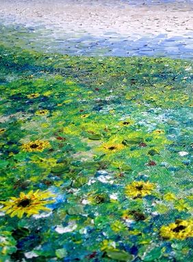 Custom Made Signed Pre-Stretched Giclee Print On Canvas Of Original Yellow Sunflower Landscape Painting - 20x30