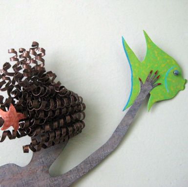 Custom Made Mermaid Wall Art Sculpture Ocean Decor - Flora - Upcycled Handmade Metal Wall Sculpture Bath