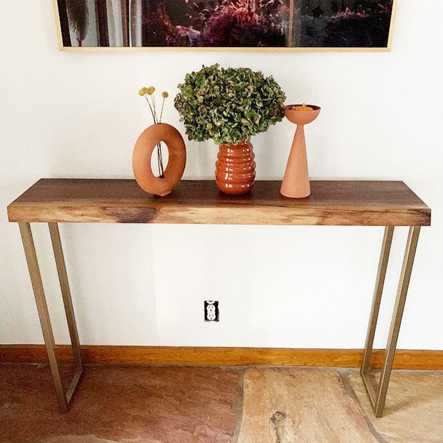Custom Made Live Edge Table For Entryway Or Foyer Black Walnut by