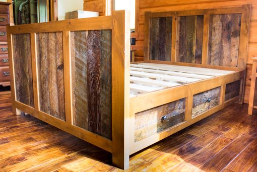 Custom Made 4 Drawer Rustic Reclaimed-Barn Wood Platform Queen Bed