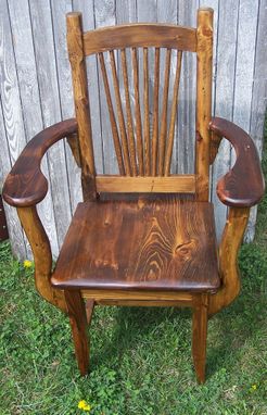 Custom Made Reclaimed Knotty Pine Rustic Spindle Back Chairs