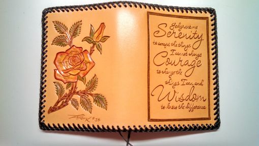 Custom Made Hand Tooled Rose Leather Dual Book Cover For Big Book And Twelve And Twelve