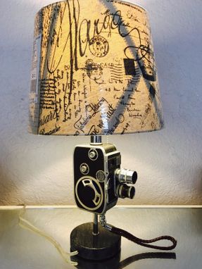 Custom Made Vintage Camera Lamp Bolex Paillard B8 Swiss Marble Base & Shade Included